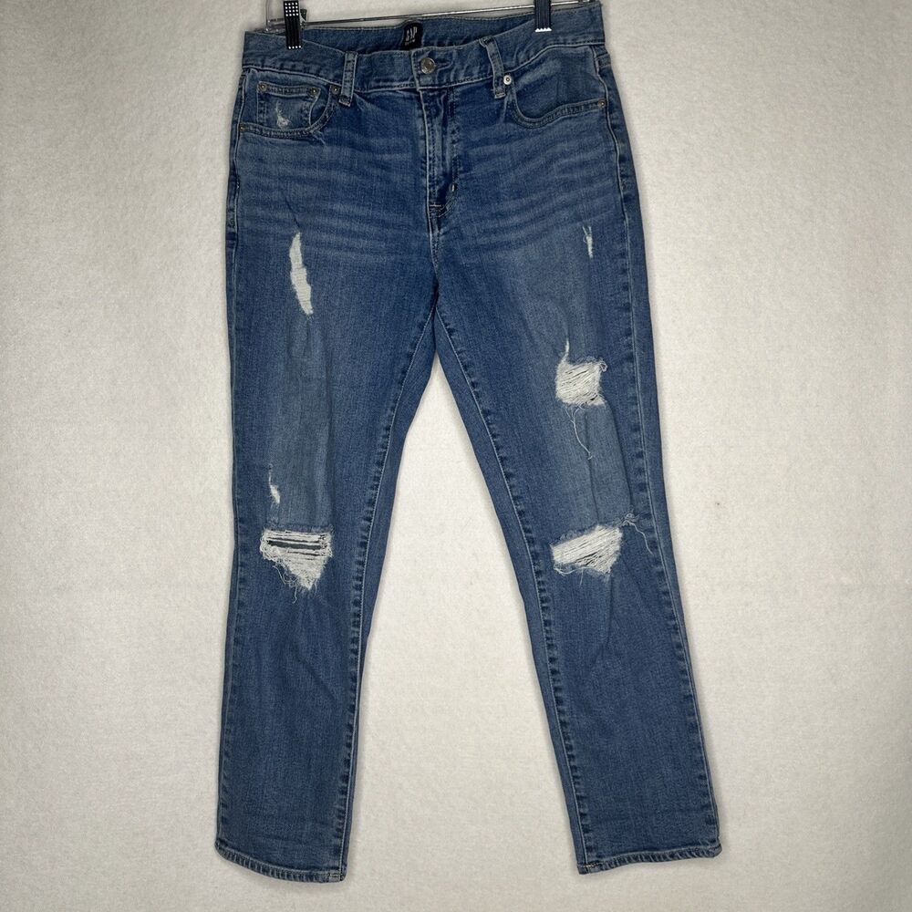 GAP 1969 Jeans Women Size 27 Measure' 30 Best Girlfriend Zip Distressed Mid Rise